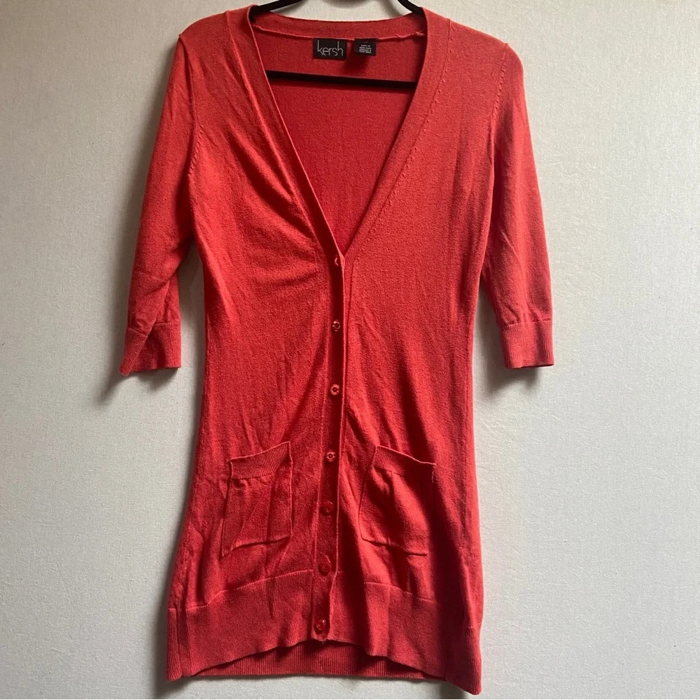 Kersh soft 3/4  sleeve button midi cardigan Sz S